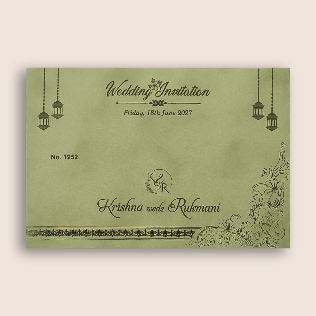 Velvet Floral Padded Door Style Invitation Card - KJTS1952