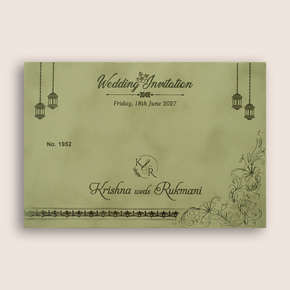 Velvet Floral Padded Door Style Invitation Card - KJTS1952