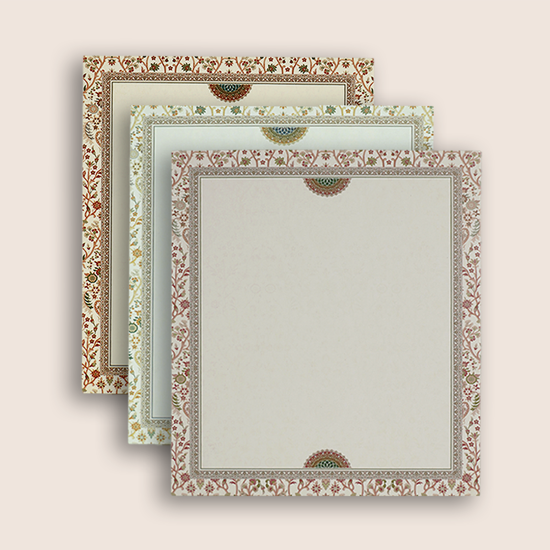 White Padded Floral Pattern Wedding Card - KAA05850