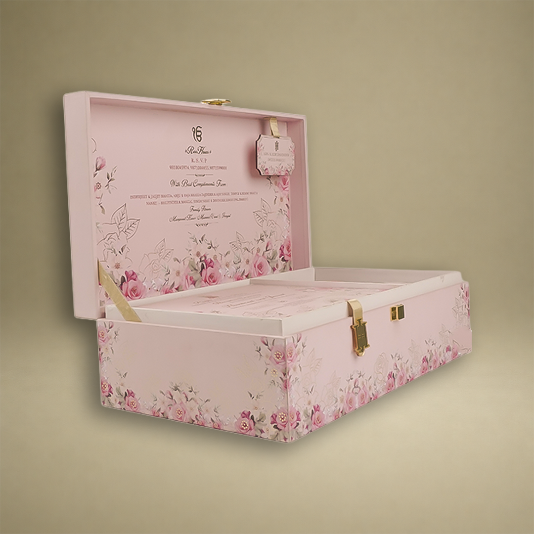 Pink Premium Rose Floral Luxury Invitation Box - KNLW202535