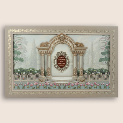 Light Brown Padded Laser Cut Marriage Card - KVN08070