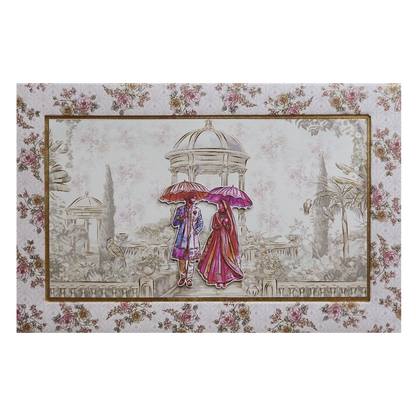 Grey Floral Palace Umbrella Couple Boxed Wedding Card - KVN07680