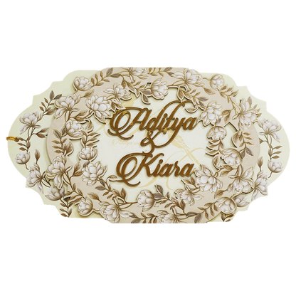Cream Gold Floral Laser-Cut Wedding Card-KFR16150