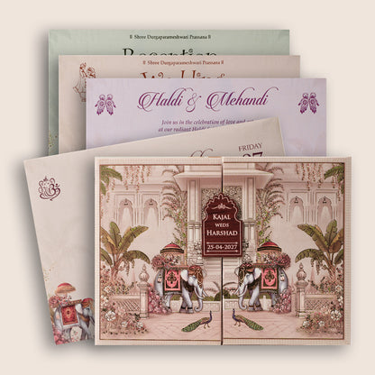 White Elephant Palace Padded Wedding Invitation - KSH18350