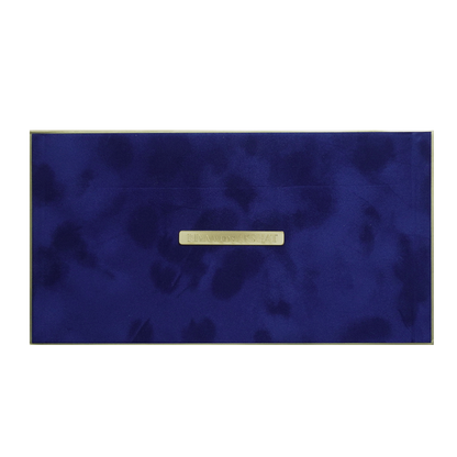 Royal Blue Velvet Padded Wedding Card -  KMMWD1148