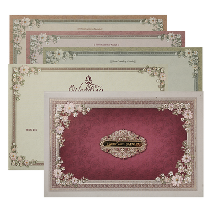Pink Floral Padded Wedding Card-KSSC2460