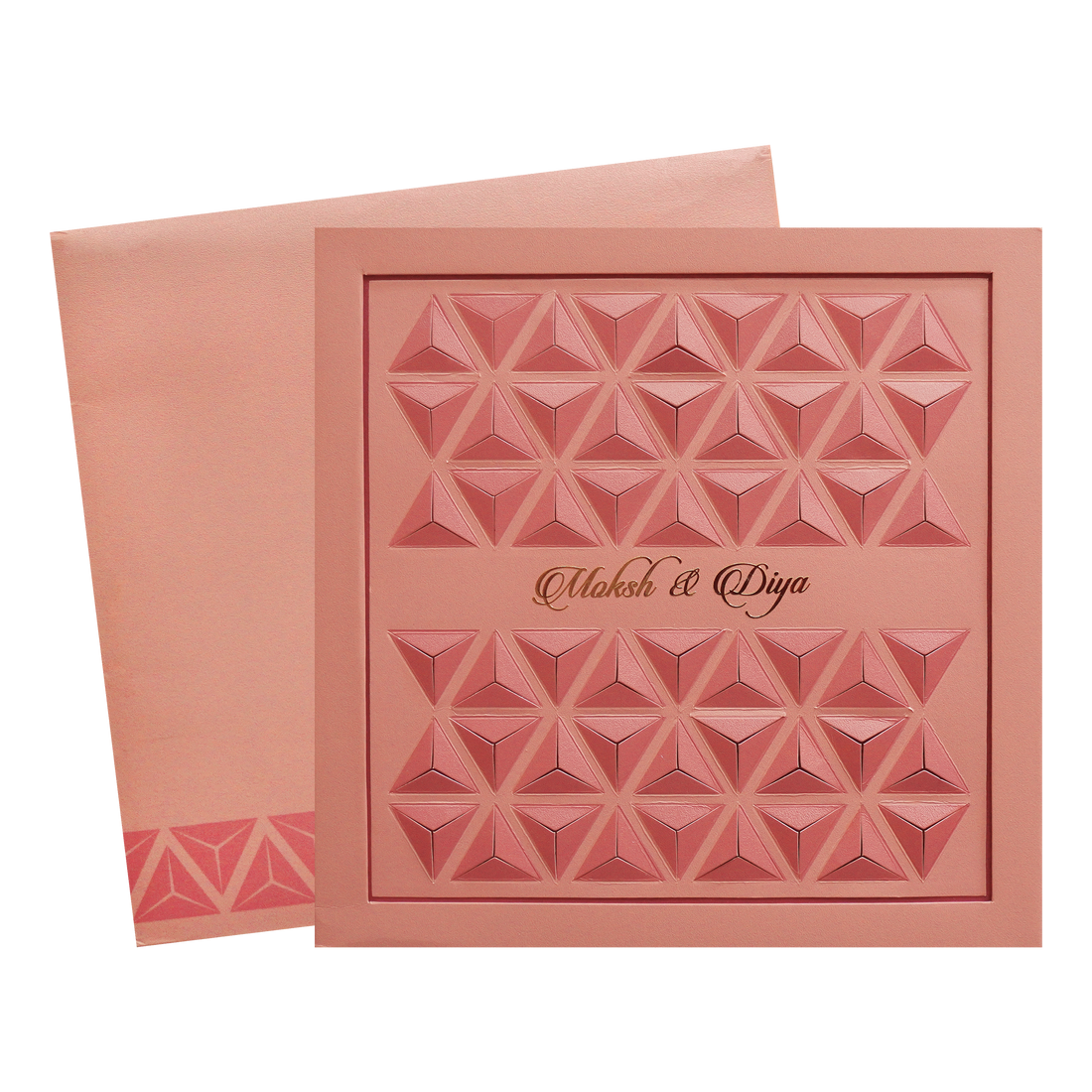Rose Gold Padded Wedding Invitation Card-KPR24780
