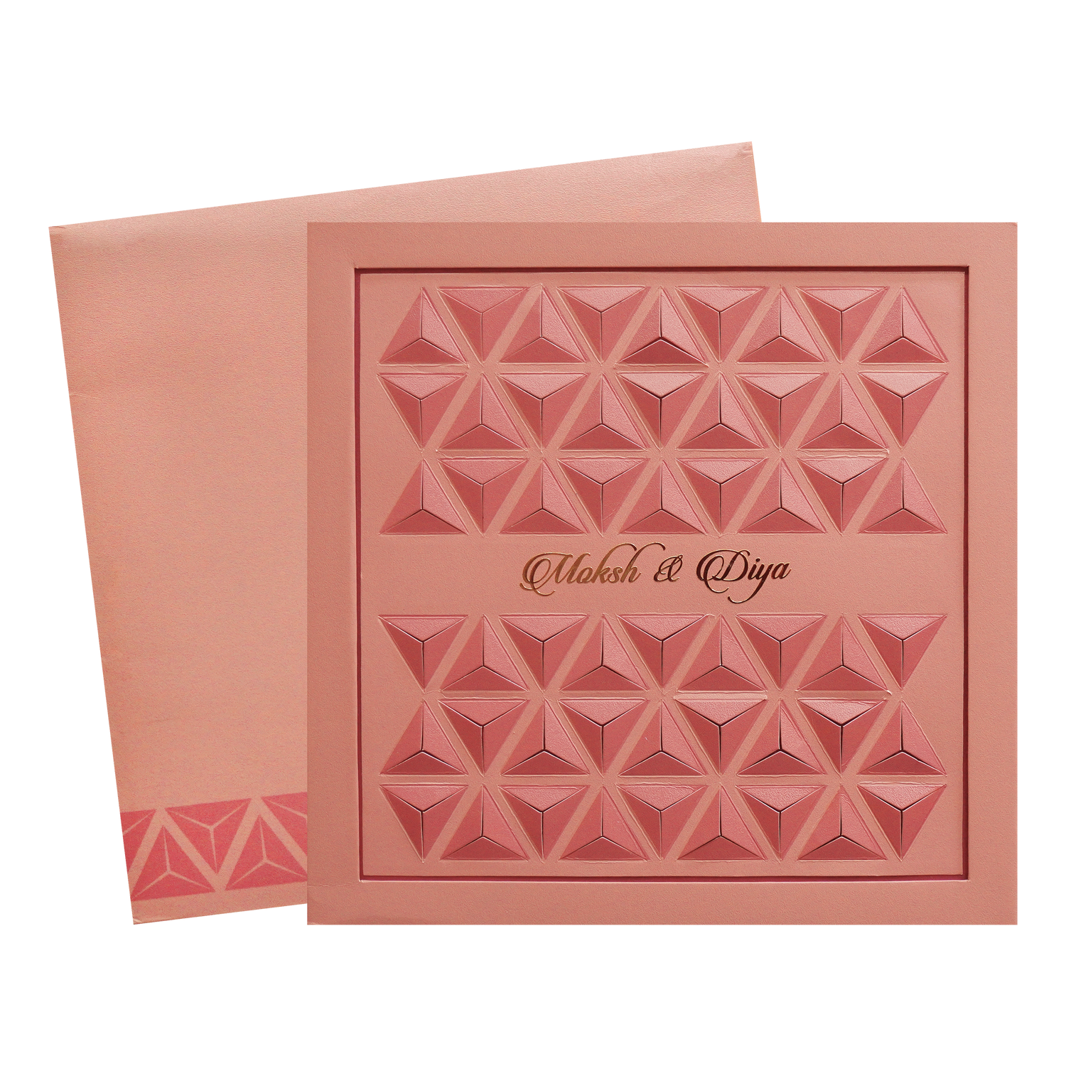 Rose Gold Padded Wedding Invitation Card-KPR24780