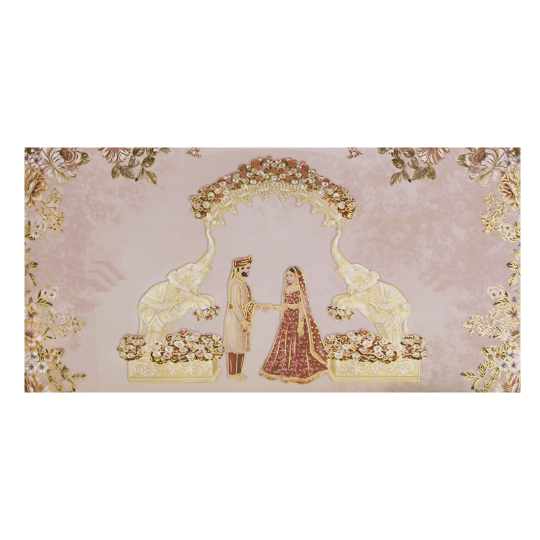 Pink Royal Arch Elephant Wedding Card - KVN06880