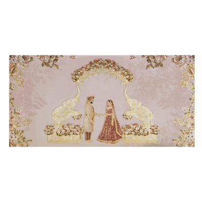 Pink Royal Arch Elephant Wedding Card - KVN06880