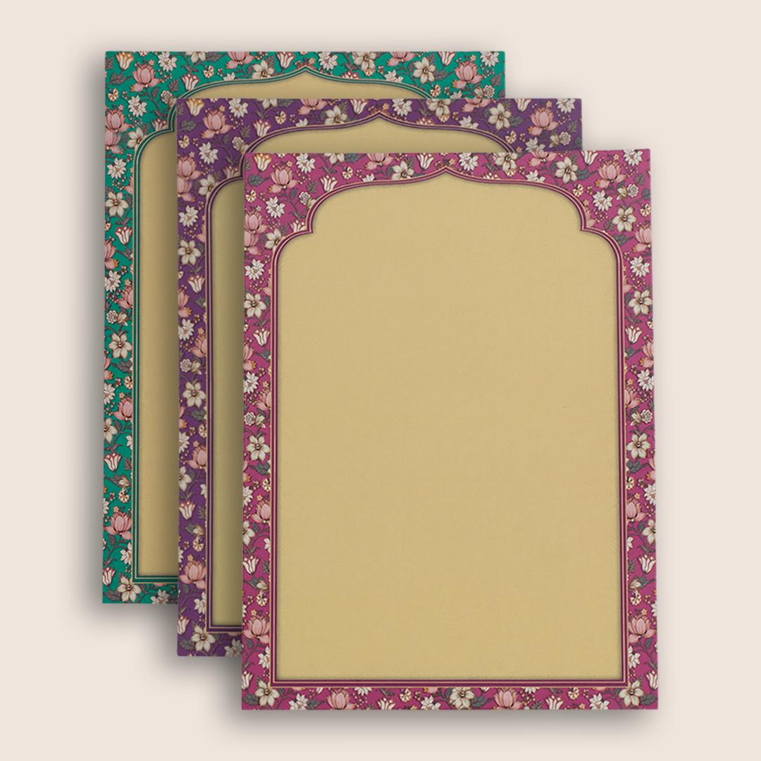 Pink Padded Lotus Floral Wedding Card - KAA06260