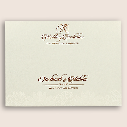 Ivory Jharokha Elephant Padded Invitation Card - KRE29270