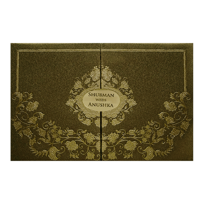 Gold Padded Embossed Floral Wedding Invitation Card-KRB08320