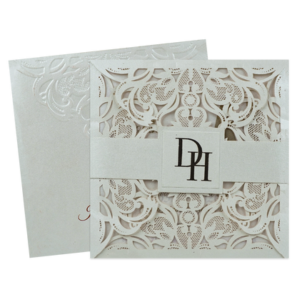 White Floral Laser Cut Invitation Card-KPR01010