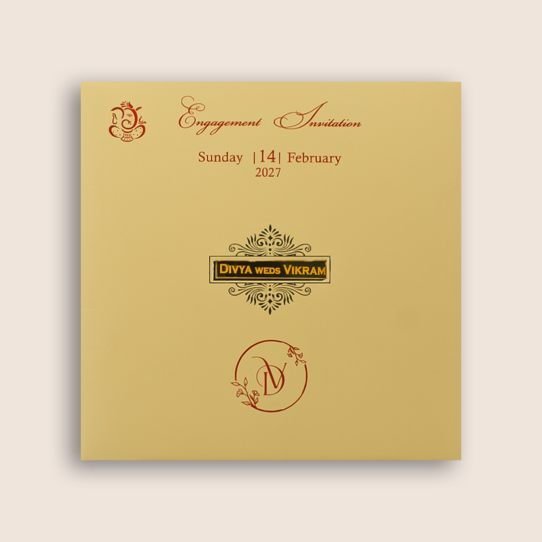 Sandal Floral Wedding Invitation Card - KNTR2502G