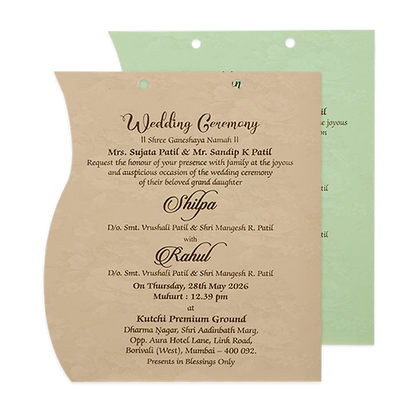 Cream Ivory Floral Ribbon Wedding Card-KRE26730