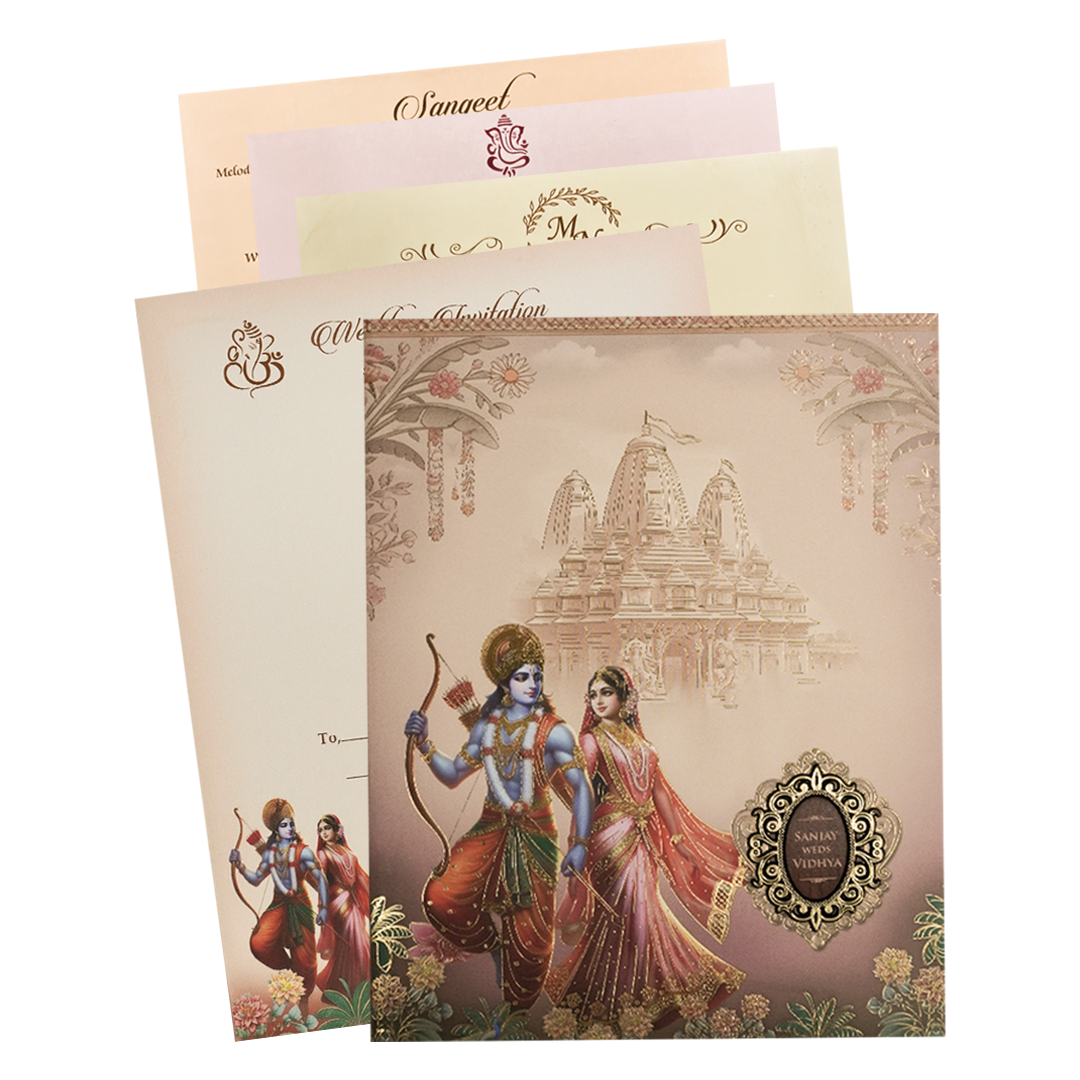 Rama Sita Temple Themed Wedding Card-KSH72320