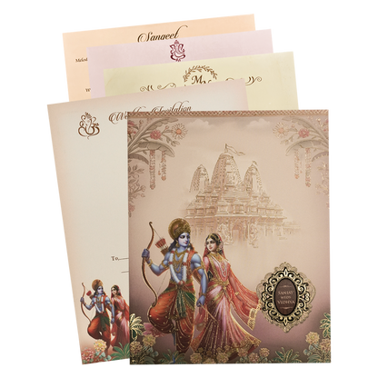 Rama Sita Temple Themed Wedding Card-KSH72320