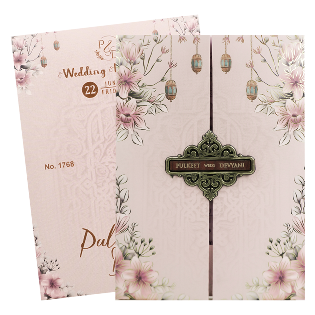 Lavender Floral Padded Wedding Card-KJTS1768