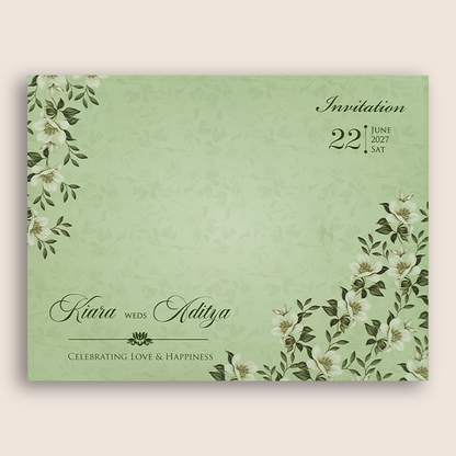 Pista Green Floral Laser Cut Wedding Card  - KFR17240