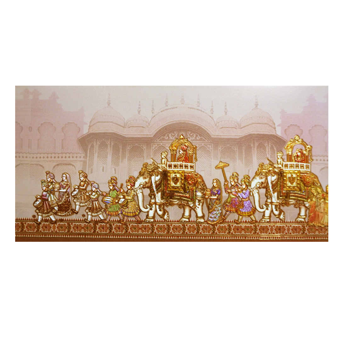 Beige Royal Baarat Boxed Wedding Card-KPR06530