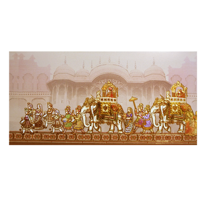 Beige Royal Baarat Boxed Wedding Card-KPR06530