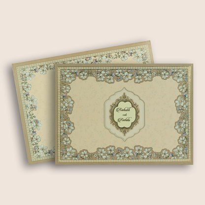 Cream Floral Padded Wedding Card - KAA05460