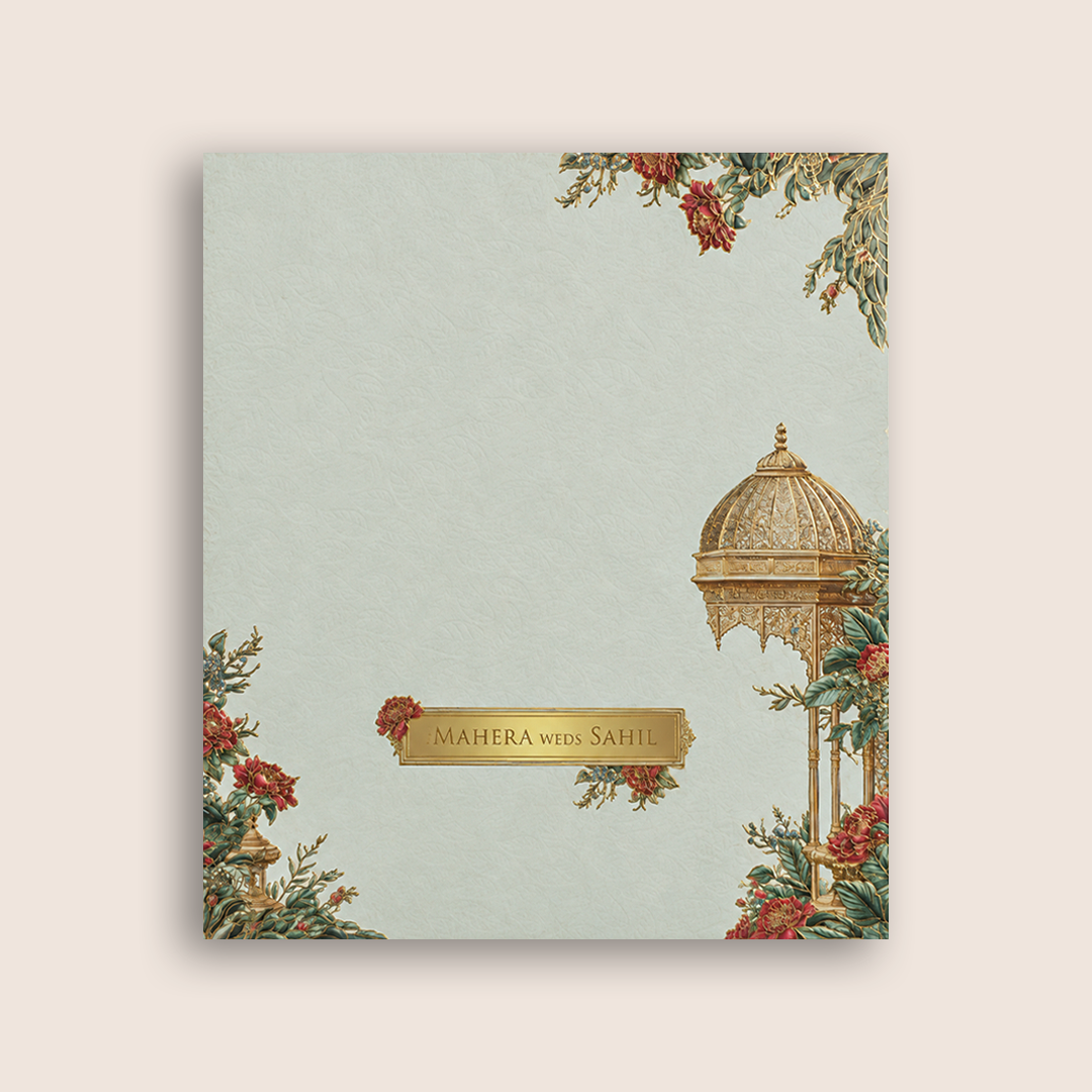 White Floral Padded Wedding Invitation Card - KPR025110