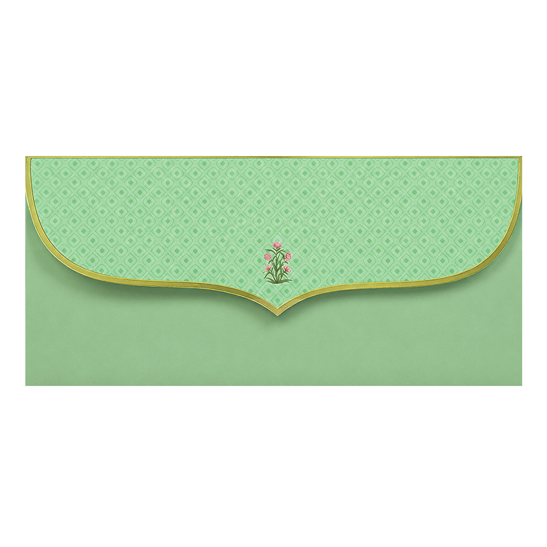 Green Peacock Jharokha Money Envelope - KRCE7080