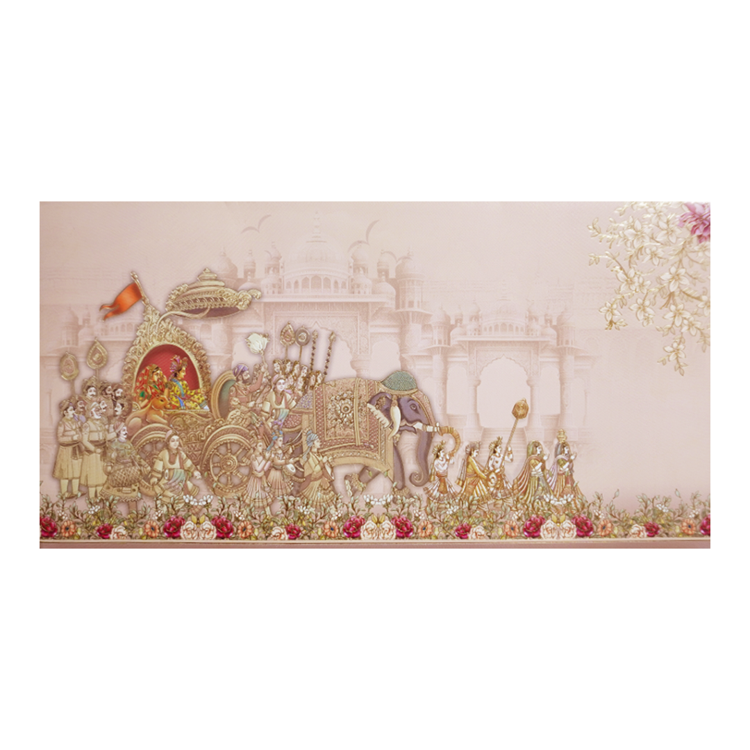 Peach Baraat Grandeur Wedding Invitation-KPR24700