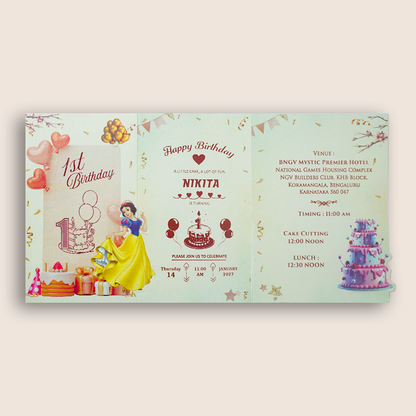 Cream Snow White Birthday Card-KNKRL118