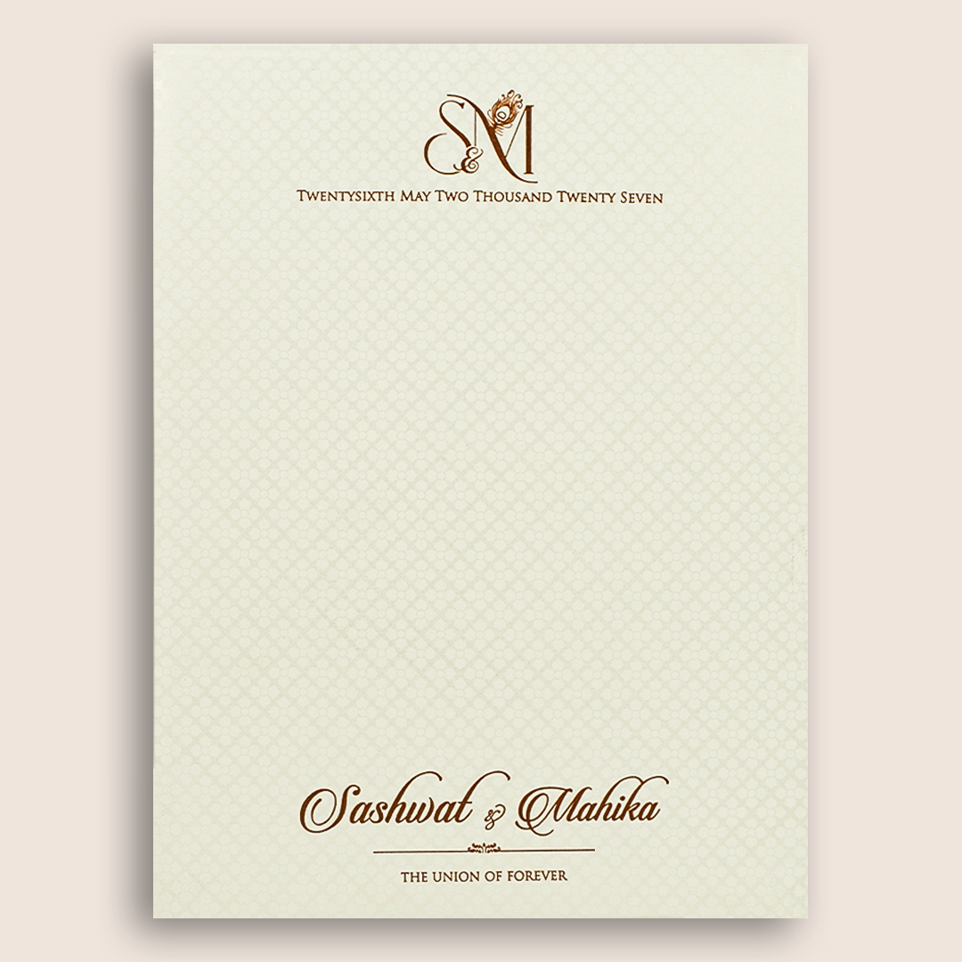 White Embossed Floral Padded Marriage Card - KRE29130