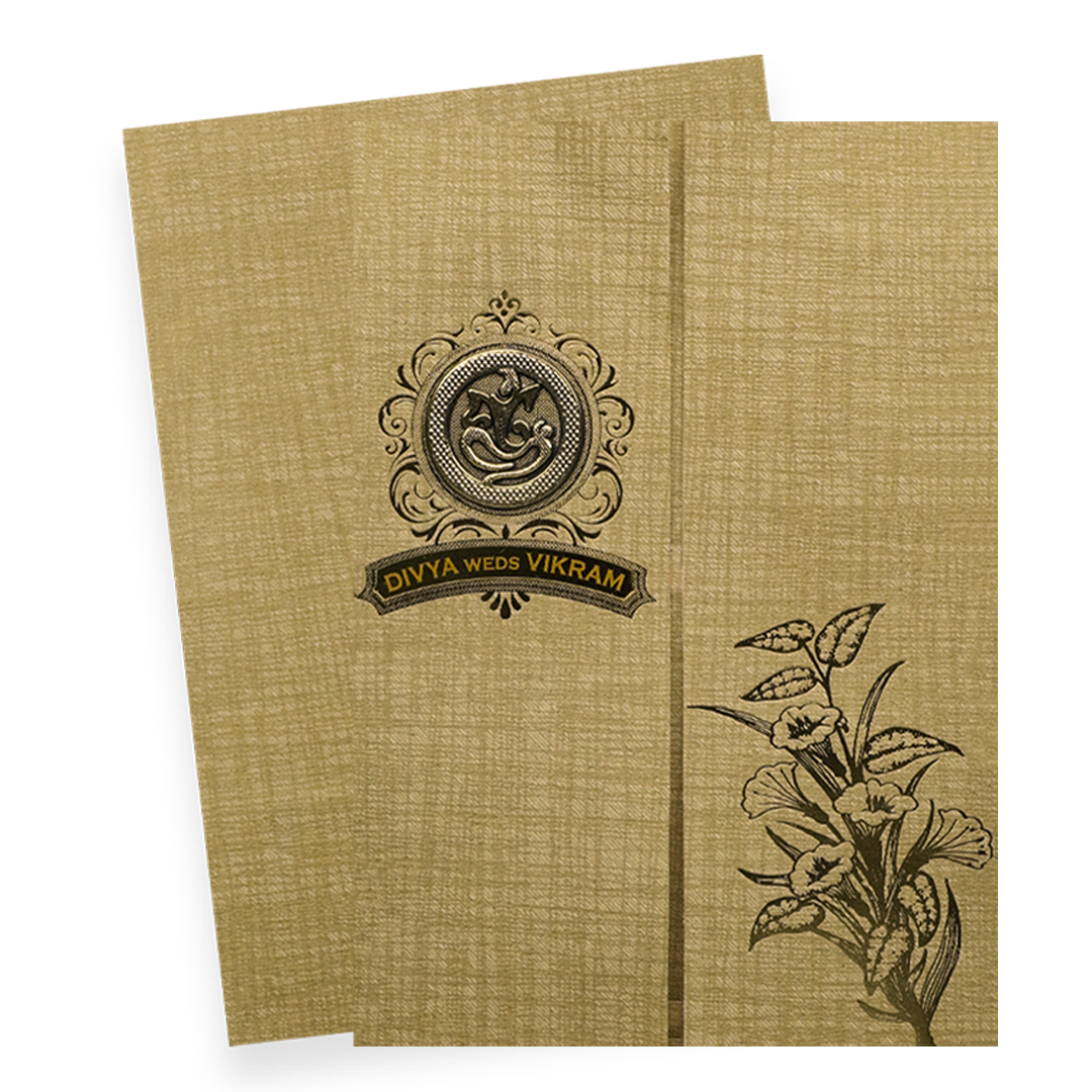 Gold Door Style Floral Wedding Card-KNCM47BR