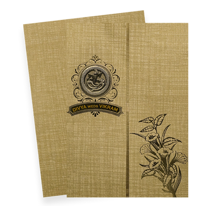 Gold Door Style Floral Wedding Card-KNCM47BR