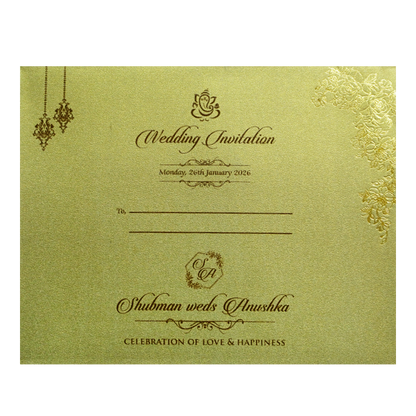 Gold MDF Laser Cutout Wedding Invitation Card-KRB09150