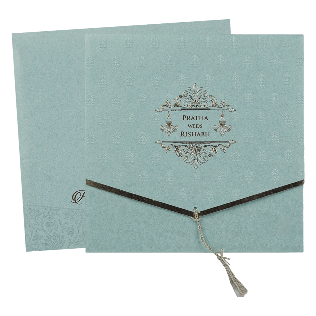 Sky Blue Tassel Envelope Wedding Card-KPR06180