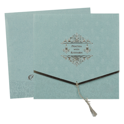 Sky Blue Tassel Envelope Wedding Card-KPR06180