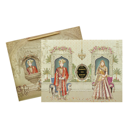 Royal Palace Bag Style Wedding Card-KSI64690