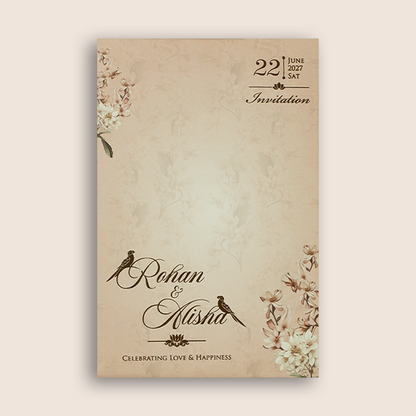 Pastel Pink Jasmine Flower Laser Cut Marriage Invitation - KFR17280