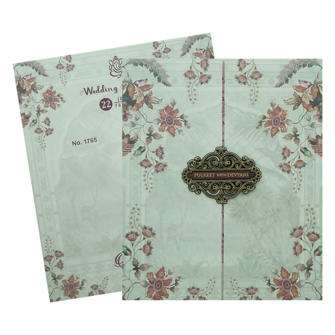 Green Floral Wedding Card-KJTS1765