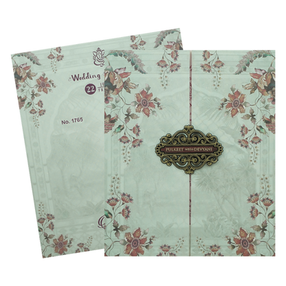 Green Floral Wedding Card-KJTS1765