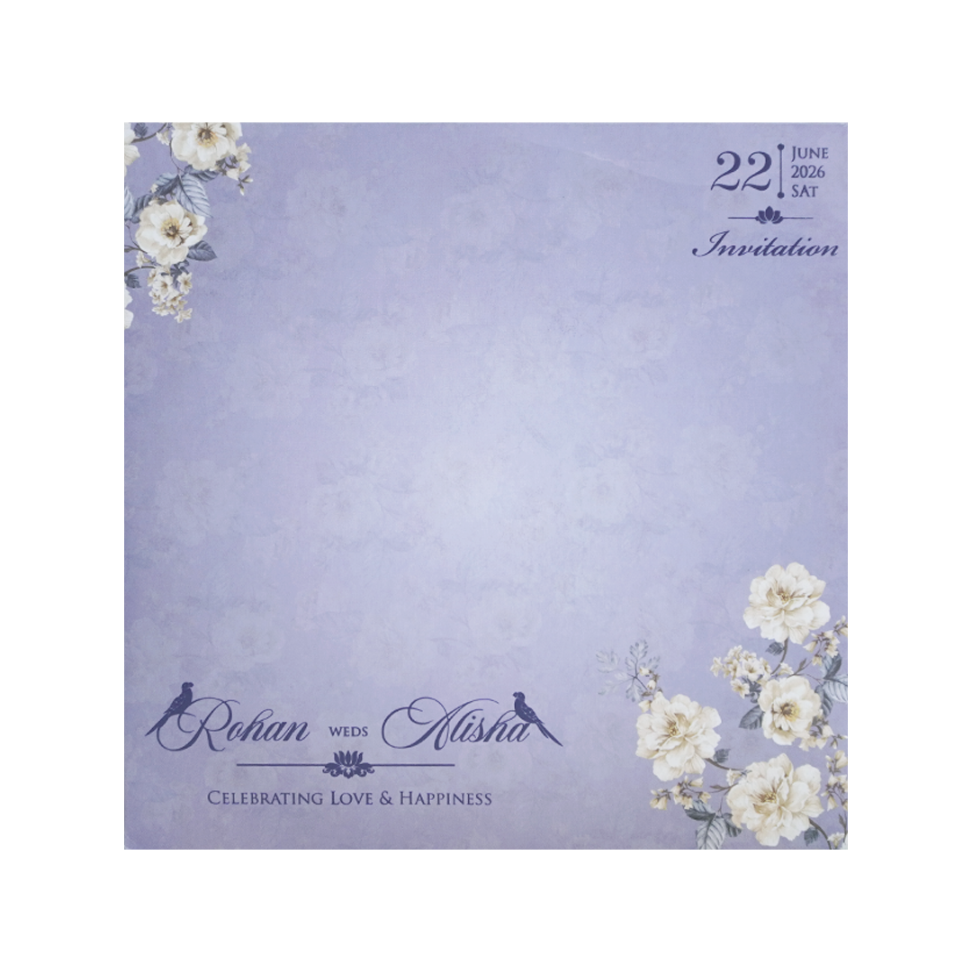 Purple Gold Laser Cut Floral Wedding Card - KFR16210