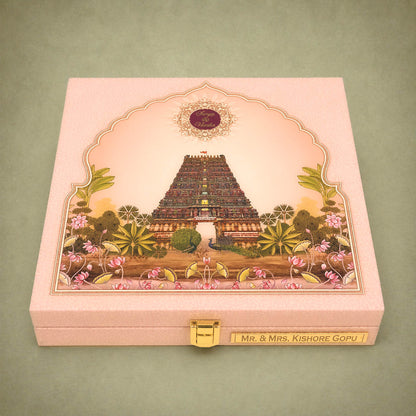 Pink Premium Temple Arch Luxury Invitation Box - KNKUP055