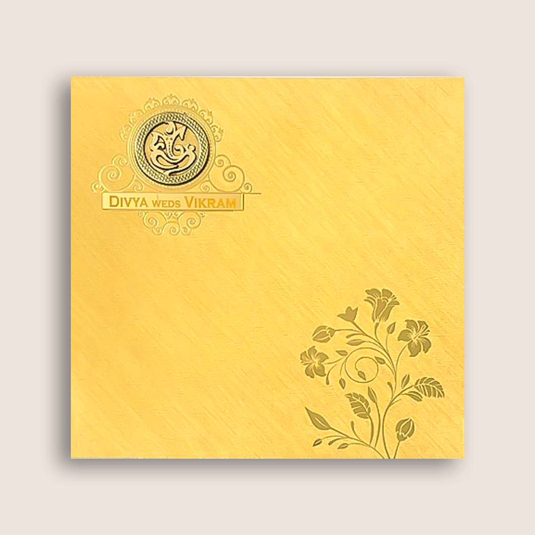 Gold Floral Pattern Wedding Card - KNPO5526G