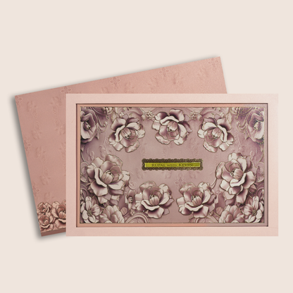 Pale Pink Laser Cut Padded Wedding Card - KPR024840