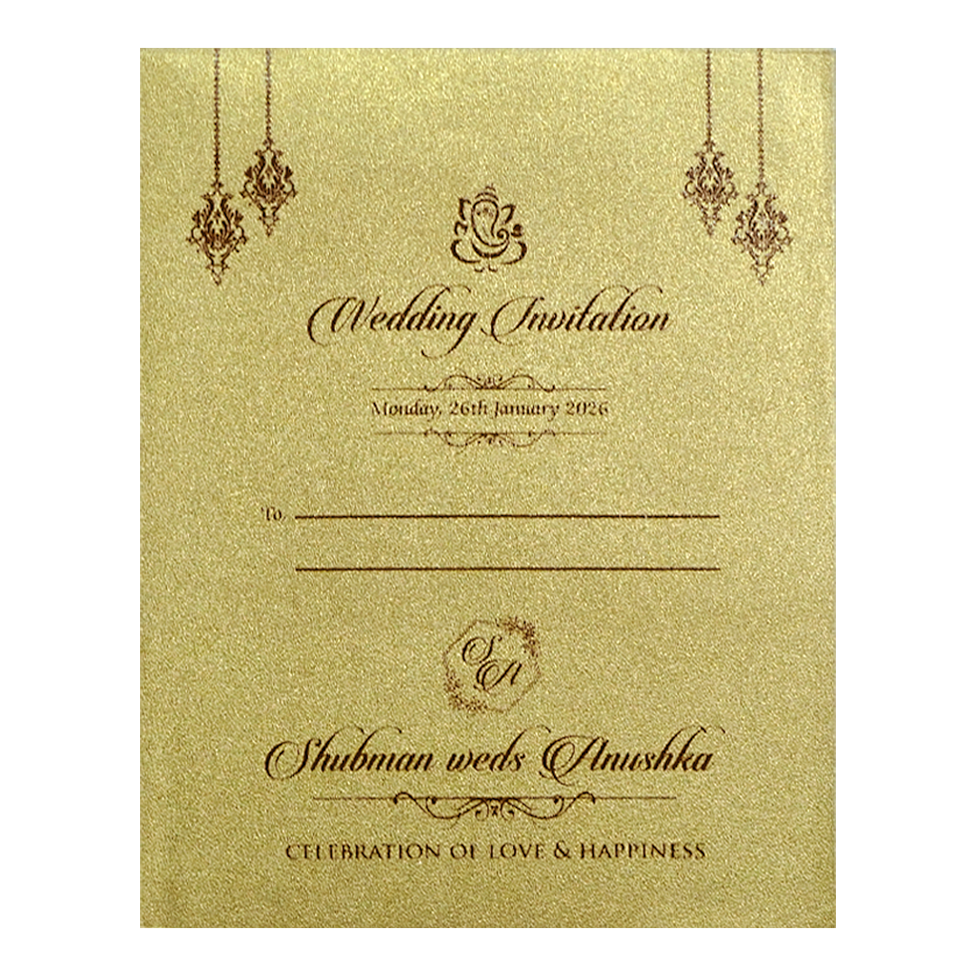 Metallic Gold Laser Cut Wedding Card-KRB07110