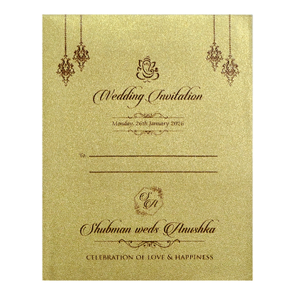 Metallic Gold Laser Cut Wedding Card-KRB07110