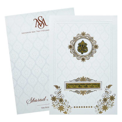 Check out White Ganesh Embossed Floral Wedding at best price.WhatsApp Support |Express Delivery|King of Cards.