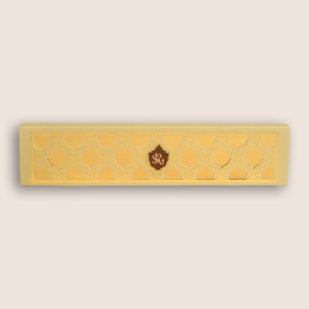 Beige Floral Laser Cut Scroll Box Card - KJPS2916