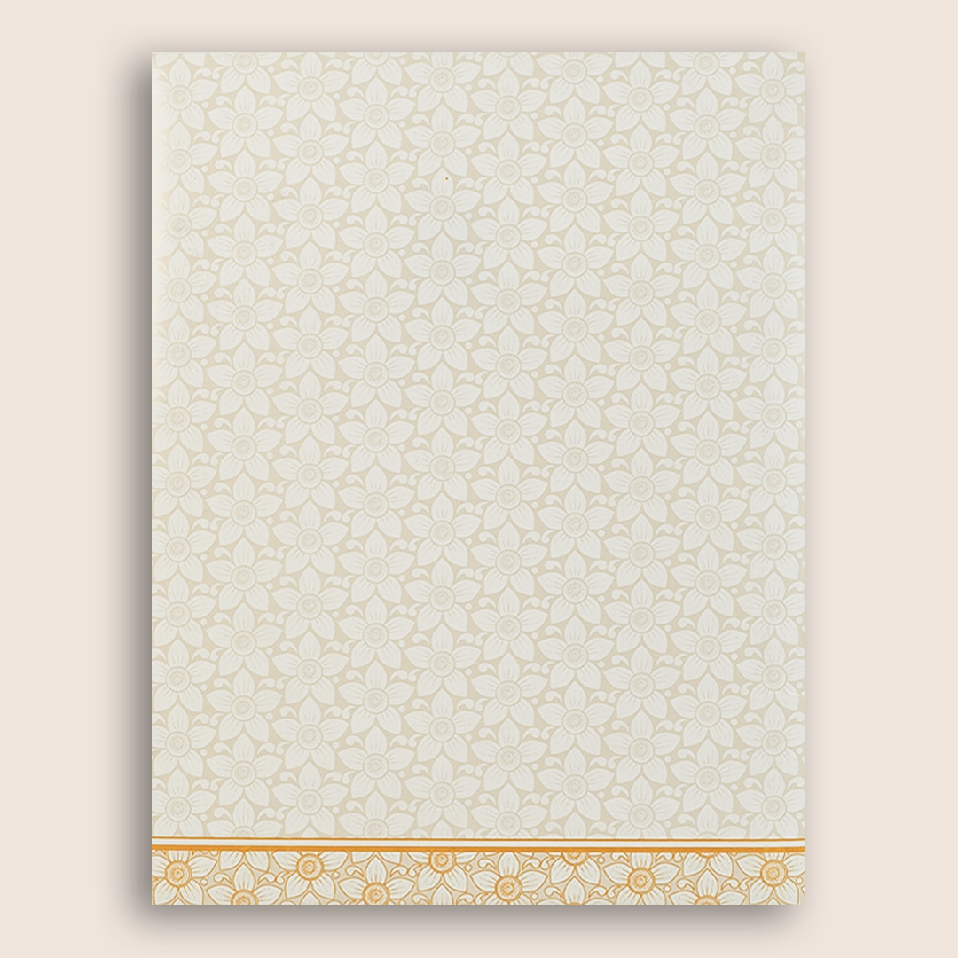 White Embossed Floral Door Style Wedding Card - KNK7069W